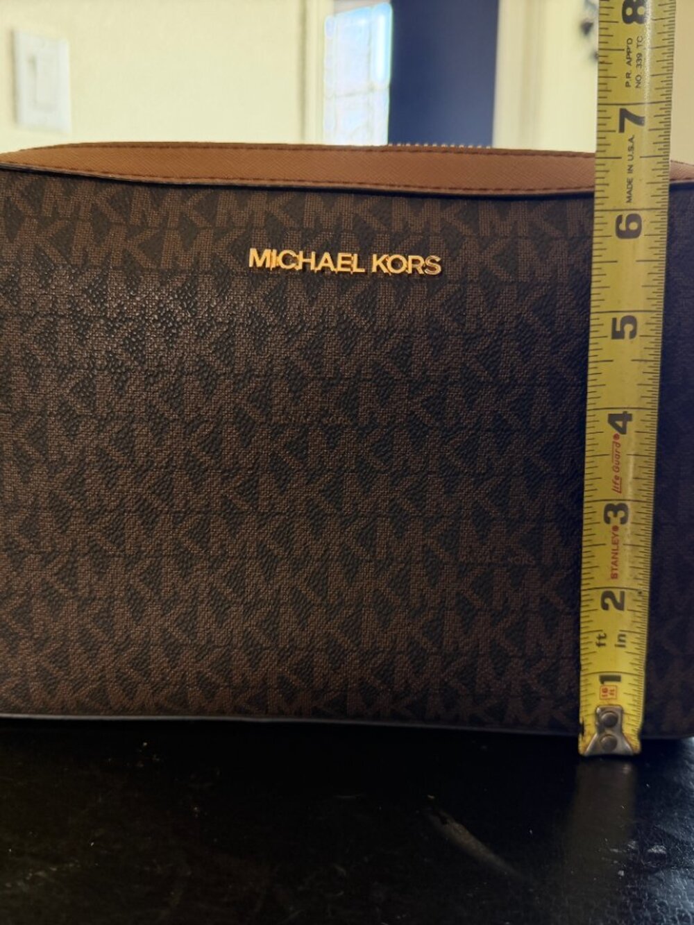 Michael Kors Jet Set Large Logo Crossbody Bag Brown MK Signature - Picture 16 of 16